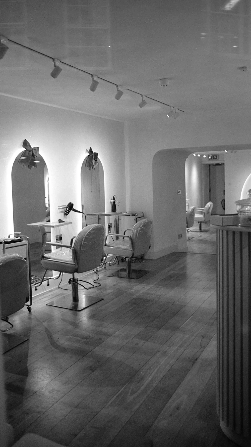 Monochrome salon interior